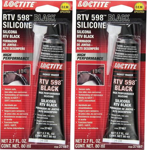 LOCTITE Black RTV 598 High Performance Silicone Gasket Maker: Sensor-Safe, Non-Corrosive, Fast Curing, High Flexibility, Oil Resistant | Black, 80 ml Tube (PN: 37467-491985) in Saudi Arabia