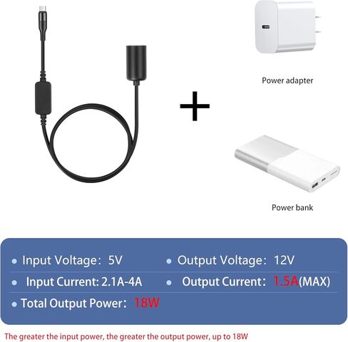 3.3FT USB C Male to 12V Car Cigarette Lighter Socket Female Converter Cable - Car Power Outlet Converter for USB-C Devices in Kuwait