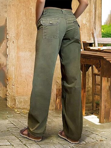 بنطال نسائي من Flamingals ذو ساق مستقيمة متوسط ​​الارتفاع كاجوال ذو درزات أمامية وجيب قلاب in Kuwait