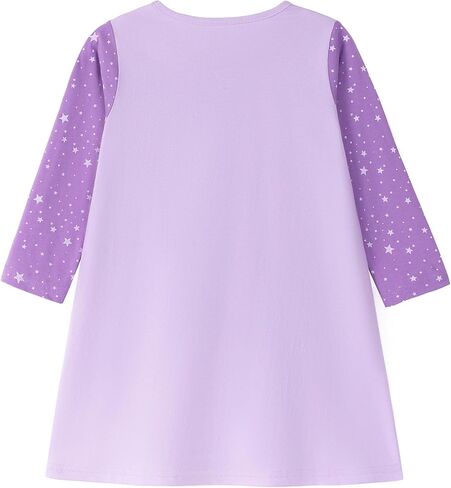 Hongshilian Girl's Cotton Christmas Dress Cute Cartoon Appliques Long Sleeved Swing A-Line Casual Tunic Playwear in Kuwait