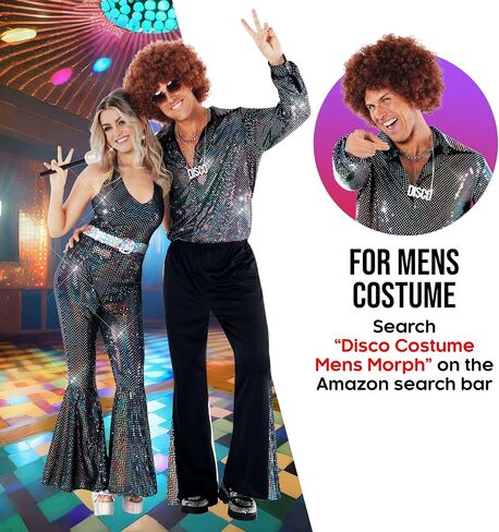 Morph Disco Costume Womens 70s, Disco Outfit Woman, 70's Costumes, Halloween Costumes For Women Adult in Saudi Arabia