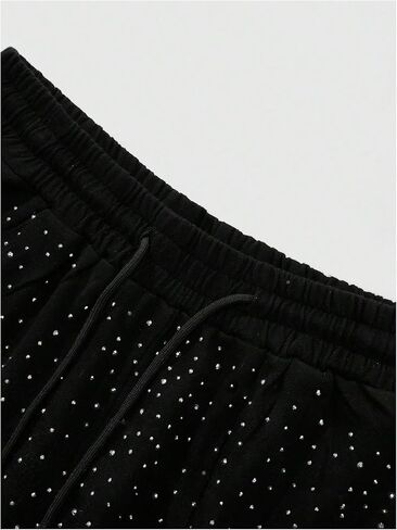 SOLY HUX Men's Rhinestone Sparkly Shorts Drawstring Waist Distressed Summer Party Track Shorts in Saudi Arabia