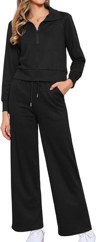 Allegra K 2 Piece Outfits for Women's Sweatsuit Sweatshirt Sweatpants Tracksuit 2025 Fall Lounge Sets in Saudi Arabia