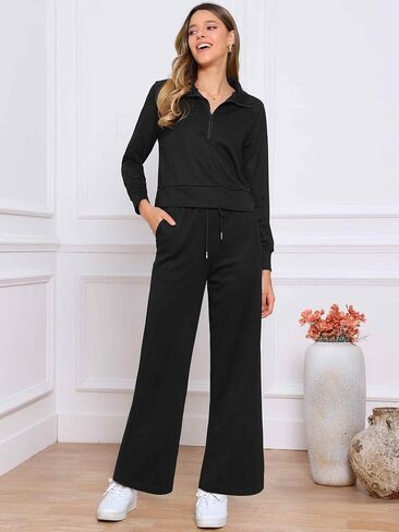 Allegra K 2 Piece Outfits for Women's Sweatsuit Sweatshirt Sweatpants Tracksuit 2025 Fall Lounge Sets in Saudi Arabia
