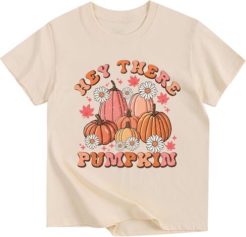 Girls Thanksgiving Shirt Pumpkin Bow T-Shirt Fall Cotton Short Sleeve Tees 2-12 Years in Kuwait