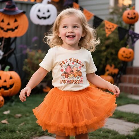 Girls Thanksgiving Shirt Pumpkin Bow T-Shirt Fall Cotton Short Sleeve Tees 2-12 Years in Kuwait
