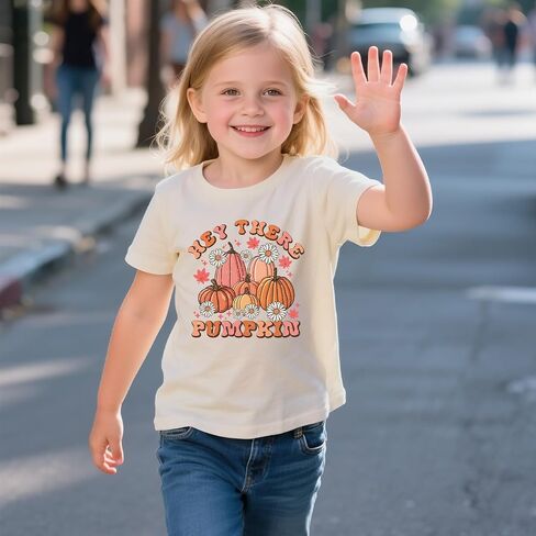 Girls Thanksgiving Shirt Pumpkin Bow T-Shirt Fall Cotton Short Sleeve Tees 2-12 Years in Kuwait