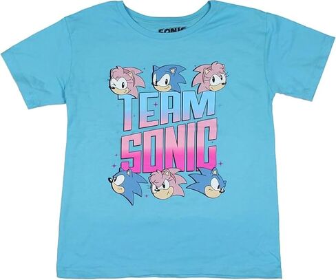 Mad Engine Girls Sonic The Hedgehog Graphic Short Sleeve T-Shirt Featuring Sonic & Amy- Sizes XS-XL in Saudi Arabia