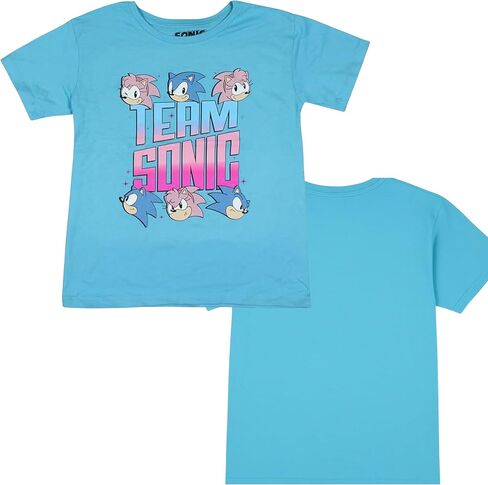 Mad Engine Girls Sonic The Hedgehog Graphic Short Sleeve T-Shirt Featuring Sonic & Amy- Sizes XS-XL in Saudi Arabia