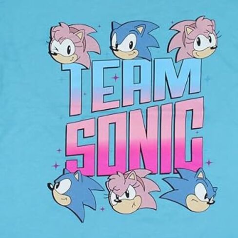 Mad Engine Girls Sonic The Hedgehog Graphic Short Sleeve T-Shirt Featuring Sonic & Amy- Sizes XS-XL in Saudi Arabia