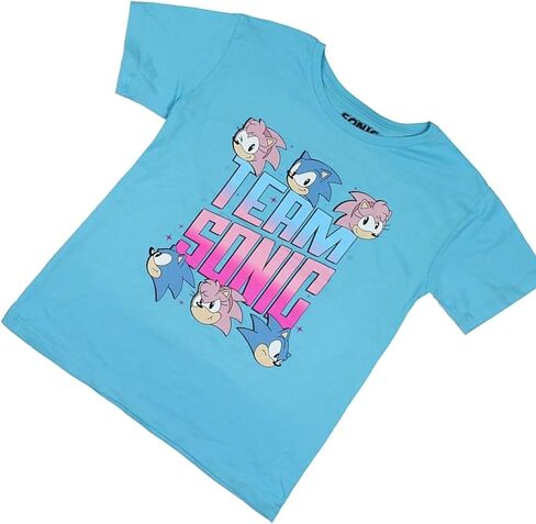 Mad Engine Girls Sonic The Hedgehog Graphic Short Sleeve T-Shirt Featuring Sonic & Amy- Sizes XS-XL in Saudi Arabia