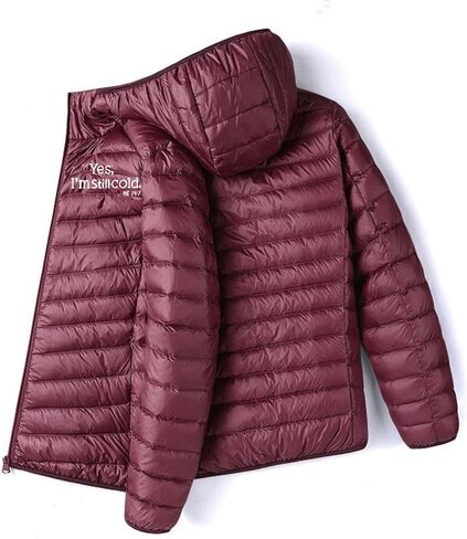 SHOPESSA Puffer Jacket Men Packable Down Jacket Hooded Lightweight Winter Coat Full-Zip Quilted Warm Outerwear in Kuwait