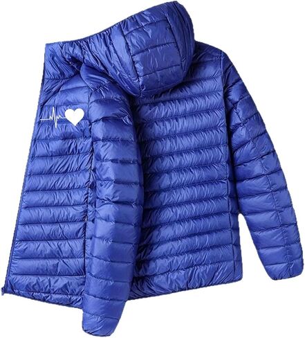 SHOPESSA Puffer Jacket Men Packable Down Jacket Hooded Lightweight Winter Coat Full-Zip Quilted Warm Outerwear in Kuwait