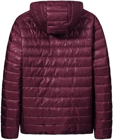 SHOPESSA Puffer Jacket Men Packable Down Jacket Hooded Lightweight Winter Coat Full-Zip Quilted Warm Outerwear in Kuwait