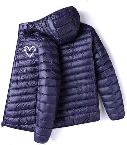 SHOPESSA Puffer Jacket Men Packable Down Jacket Hooded Lightweight Winter Coat Full-Zip Quilted Warm Outerwear in Kuwait