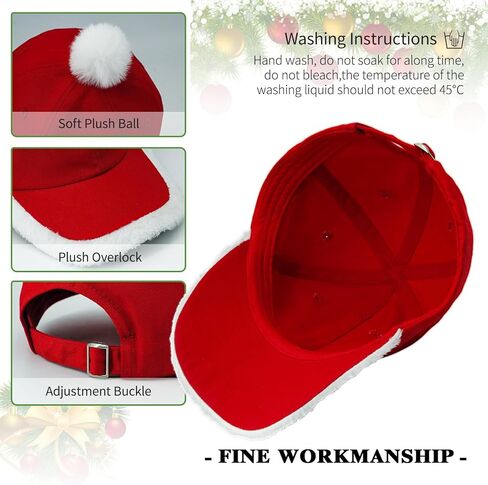 قبعات عيد الميلاد المجيد للرجال والنساء، قبعة سانتا حمراء قابلة للتعديل للجنسين مع كرة قطيفة in Kuwait