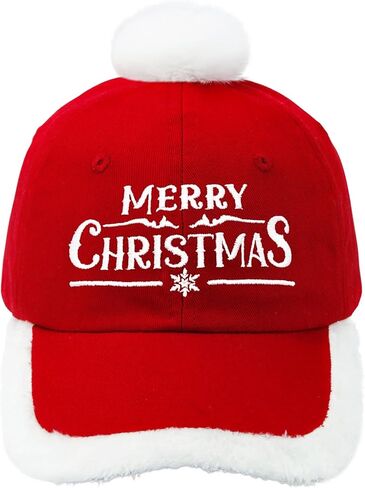 قبعات عيد الميلاد المجيد للرجال والنساء، قبعة سانتا حمراء قابلة للتعديل للجنسين مع كرة قطيفة in Kuwait