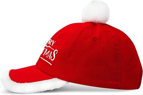 قبعات عيد الميلاد المجيد للرجال والنساء، قبعة سانتا حمراء قابلة للتعديل للجنسين مع كرة قطيفة in Kuwait