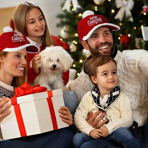 قبعات عيد الميلاد المجيد للرجال والنساء، قبعة سانتا حمراء قابلة للتعديل للجنسين مع كرة قطيفة in Kuwait