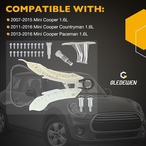 1.6L Engine Timing Chain Kit With Sprocket, Compatible with 2007-2015 Mini Cooper R56 R57, 11-16 Countryman R60, 2013-2016 Paceman R61, 1.6L DOHC 4Cyl Engine, Replace# C774 9-5887 in Saudi Arabia