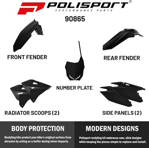 Polisport Motocross (MX) Restyling Kit for Suzuki RM 125/250 (2001-2008) Dirt Bike – OEM Quality, Durable, Flexible & Perfect Fit – Black in Saudi Arabia