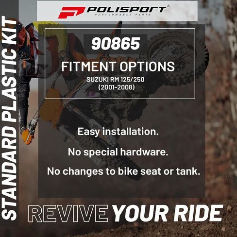 Polisport Motocross (MX) Restyling Kit for Suzuki RM 125/250 (2001-2008) Dirt Bike – OEM Quality, Durable, Flexible & Perfect Fit – Black in Saudi Arabia