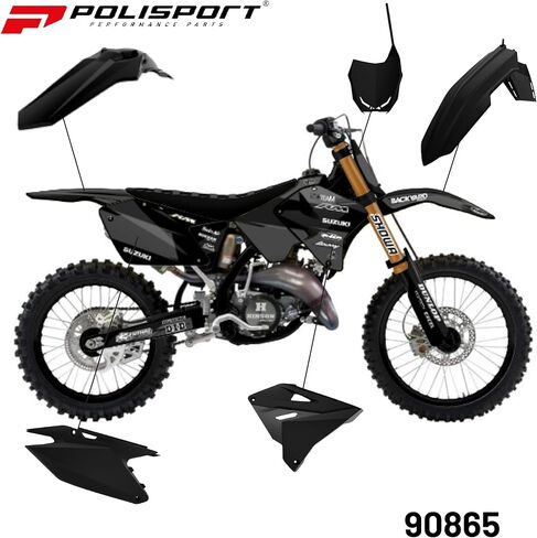 Polisport Motocross (MX) Restyling Kit for Suzuki RM 125/250 (2001-2008) Dirt Bike – OEM Quality, Durable, Flexible & Perfect Fit – Black in Saudi Arabia