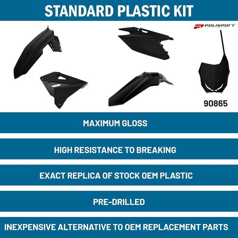 Polisport Motocross (MX) Restyling Kit for Suzuki RM 125/250 (2001-2008) Dirt Bike – OEM Quality, Durable, Flexible & Perfect Fit – Black in Saudi Arabia