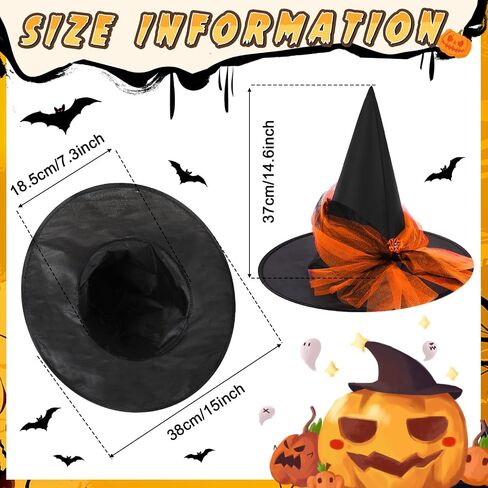 Mepase 4 Pieces Halloween Black Witch Hat Wizard Hat Costume Party Hats for Women Halloween Dress Decorations Cosplay Birthday Masquerade Accessory in Saudi Arabia