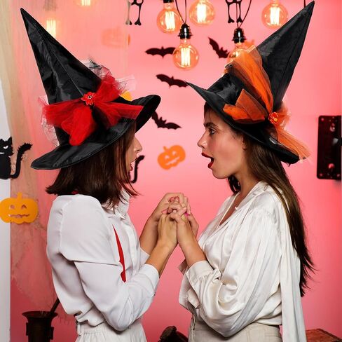 Mepase 4 Pieces Halloween Black Witch Hat Wizard Hat Costume Party Hats for Women Halloween Dress Decorations Cosplay Birthday Masquerade Accessory in Saudi Arabia