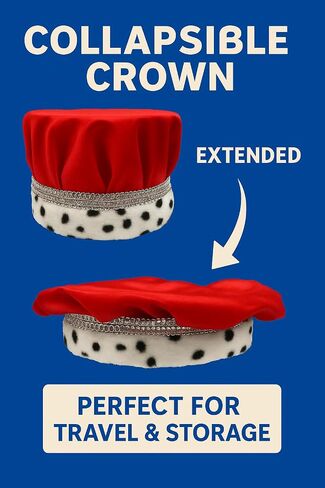 قبعة Nicky Bigs Novelties للبالغين من Royal King Queen Pageant Crown قابلة للطي قابلة للطي، زي الهالوين الرسمي للحفلات الراقصة مقاس متوسط in Kuwait