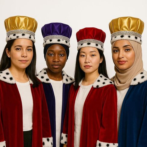 قبعة Nicky Bigs Novelties للبالغين من Royal King Queen Pageant Crown قابلة للطي قابلة للطي، زي الهالوين الرسمي للحفلات الراقصة مقاس متوسط in Kuwait