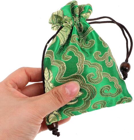 Kisangel Drawstring Jewelry Pouch Bag, Traditional Silk Brocade Gift Storage for Chinese Weddings Year Sachets Organizer Accessories in Saudi Arabia