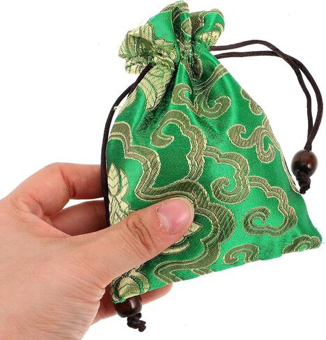 Kisangel Drawstring Jewelry Pouch Bag, Traditional Silk Brocade Gift Storage for Chinese Weddings Year Sachets Organizer Accessories in Saudi Arabia