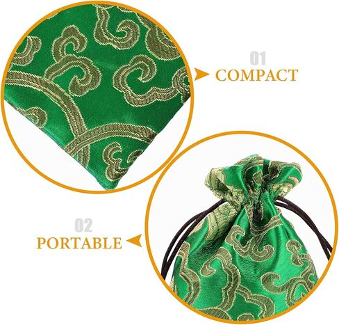 Kisangel Drawstring Jewelry Pouch Bag, Traditional Silk Brocade Gift Storage for Chinese Weddings Year Sachets Organizer Accessories in Saudi Arabia
