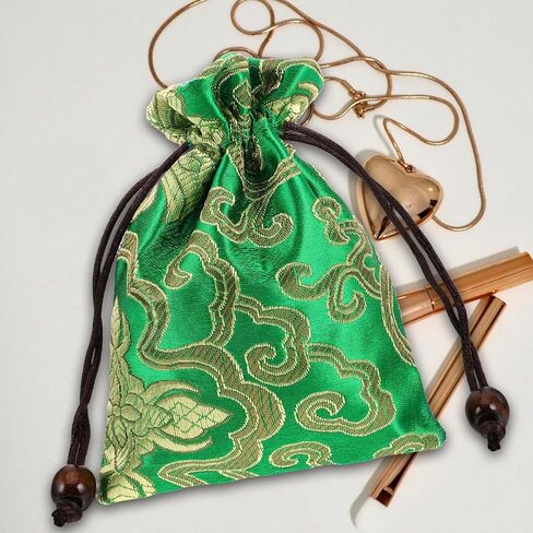 Kisangel Drawstring Jewelry Pouch Bag, Traditional Silk Brocade Gift Storage for Chinese Weddings Year Sachets Organizer Accessories in Saudi Arabia