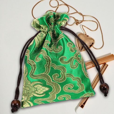 Kisangel Drawstring Jewelry Pouch Bag, Traditional Silk Brocade Gift Storage for Chinese Weddings Year Sachets Organizer Accessories in Saudi Arabia