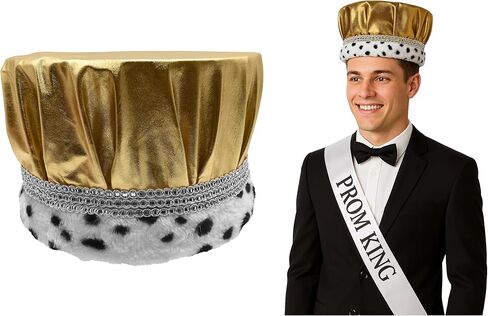 قبعة Nicky Bigs Novelties للبالغين من Royal King Queen Pageant Crown قابلة للطي قابلة للطي، زي الهالوين الرسمي للحفلات الراقصة مقاس متوسط in Kuwait