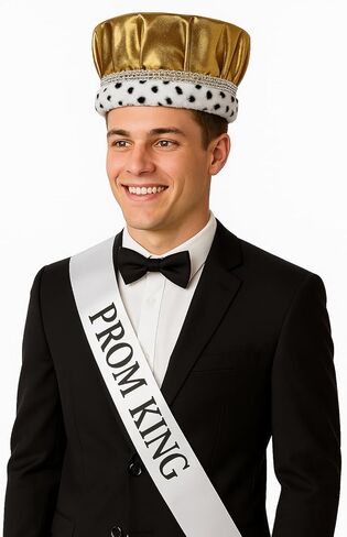 قبعة Nicky Bigs Novelties للبالغين من Royal King Queen Pageant Crown قابلة للطي قابلة للطي، زي الهالوين الرسمي للحفلات الراقصة مقاس متوسط in Kuwait