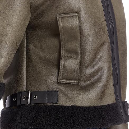 FRYE Women's Zip FT Faux Shearling Bomber, Olive in Saudi Arabia