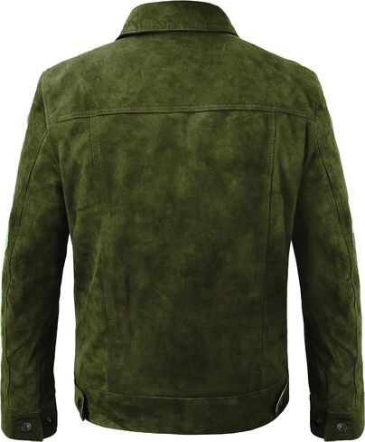 Suede Leather Trucker Jacket Men - Mens Western Style Cowboy Suede Leather Coat - Vintage Motorcycle Jacket in Saudi Arabia