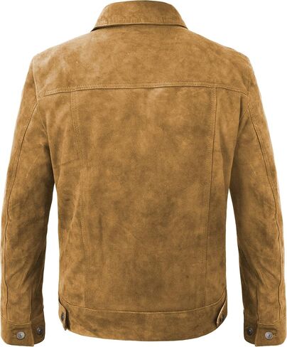 Suede Leather Trucker Jacket Men - Mens Western Style Cowboy Suede Leather Coat - Vintage Motorcycle Jacket in Saudi Arabia