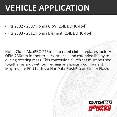 مجموعة القابض ClutchMaxPRO شديدة التحمل من OEM مع دولاب الموازنة متوافقة مع 2002-2007 CR-V 2003-2011 Element DX EX LX SC SE 2.4L (CP08147HDFW-CK) in Saudi Arabia
