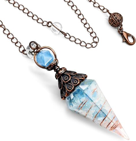 Hexagonal Resin Crystal Pendulum for Dowsing Divination - Energy Balancing Spiritual Tool with Copper Chain, Witchcraft Supplies for Meditation and Chakra Healing ﻿ in Saudi Arabia