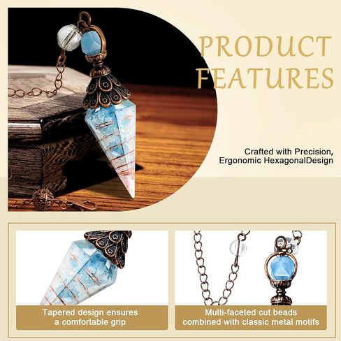 Hexagonal Resin Crystal Pendulum for Dowsing Divination - Energy Balancing Spiritual Tool with Copper Chain, Witchcraft Supplies for Meditation and Chakra Healing ﻿ in Saudi Arabia