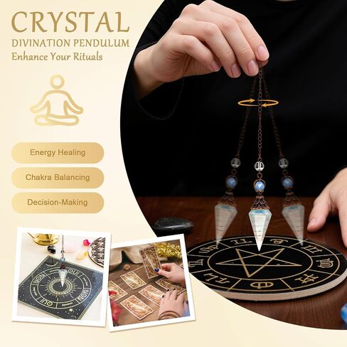 Hexagonal Resin Crystal Pendulum for Dowsing Divination - Energy Balancing Spiritual Tool with Copper Chain, Witchcraft Supplies for Meditation and Chakra Healing ﻿ in Saudi Arabia