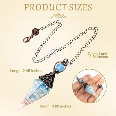 Hexagonal Resin Crystal Pendulum for Dowsing Divination - Energy Balancing Spiritual Tool with Copper Chain, Witchcraft Supplies for Meditation and Chakra Healing ﻿ in Saudi Arabia