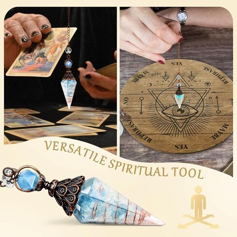 Hexagonal Resin Crystal Pendulum for Dowsing Divination - Energy Balancing Spiritual Tool with Copper Chain, Witchcraft Supplies for Meditation and Chakra Healing ﻿ in Saudi Arabia