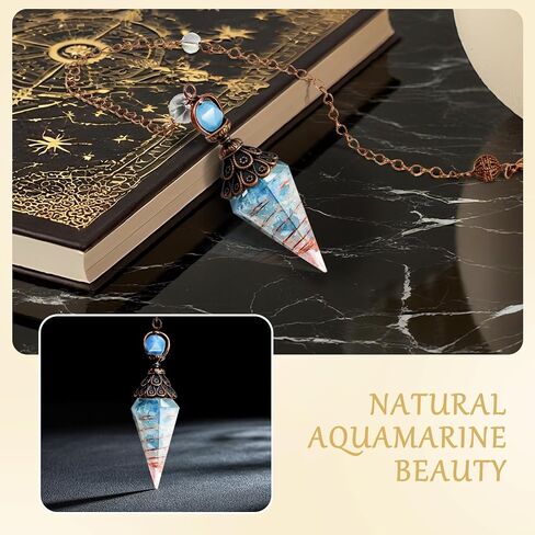 Hexagonal Resin Crystal Pendulum for Dowsing Divination - Energy Balancing Spiritual Tool with Copper Chain, Witchcraft Supplies for Meditation and Chakra Healing ﻿ in Saudi Arabia