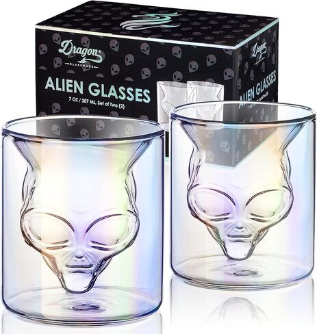 NASA Astronaut Glasses - 7 oz Set of 2 Double Wall Iridescent Drinkware with NASA symbol and Artemis Patch - Unique Glassware for Space Enthusiasts - Keeps Drinks Cold Longer in Saudi Arabia